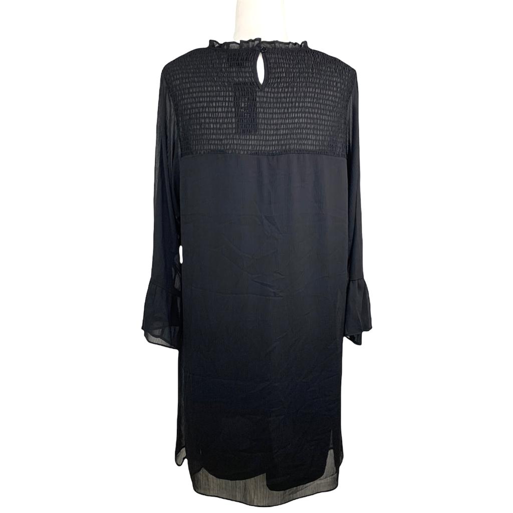 Softly Smocked Black Size 16 Women's Dress
