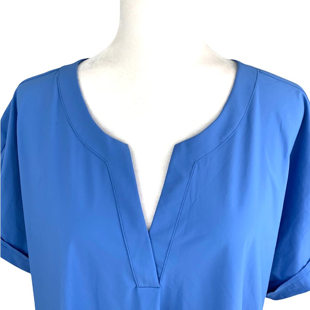 Women's Split-Neck Short Sleeve Top Plus Stretch Blouses