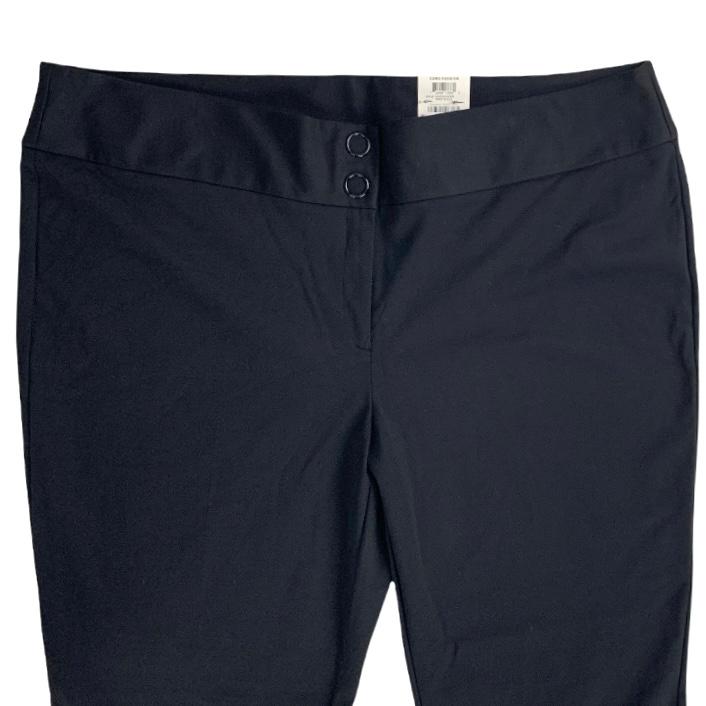 Women's Plus Size Trouser-Leg Tummy-Control Pants Black