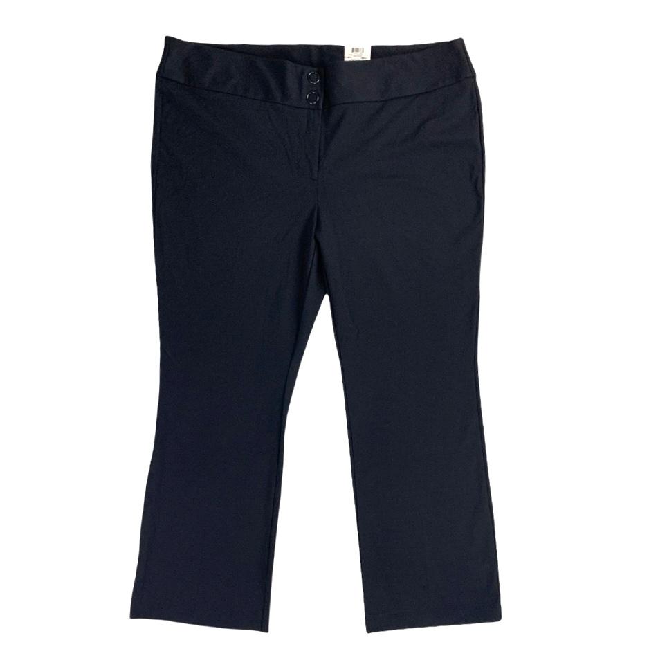 Women's Plus Size Trouser-Leg Tummy-Control Pants Black