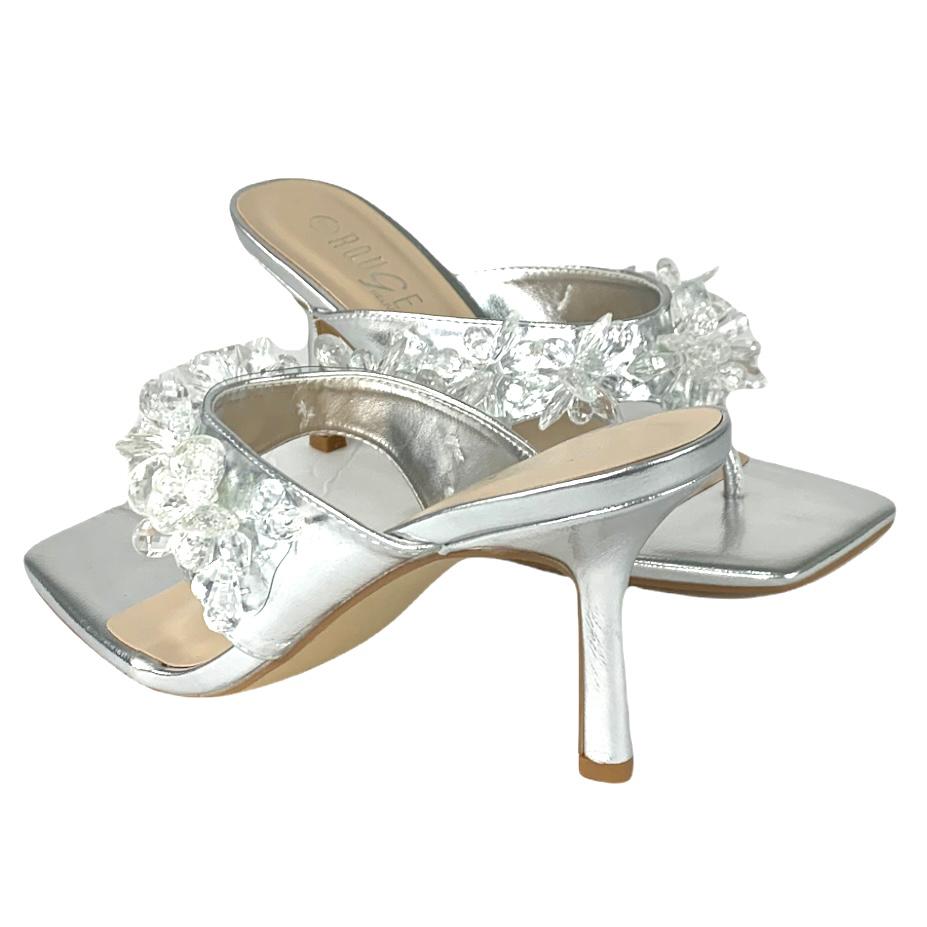 Thong Square Toe Stiletto Heel Women's Sandals