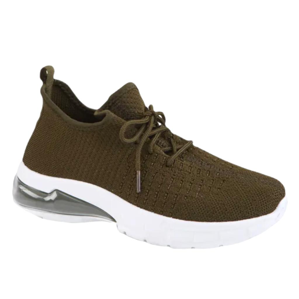 Bubble Sole Knitted Lace Up Round Toe Women's Sneakers
