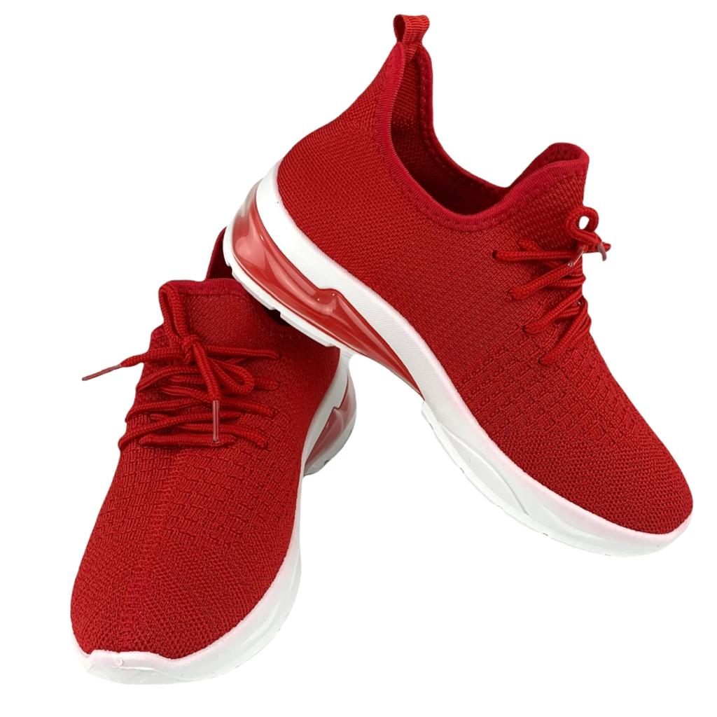 Bubble Sole Knitted Lace Up Round Toe Women's Sneakers