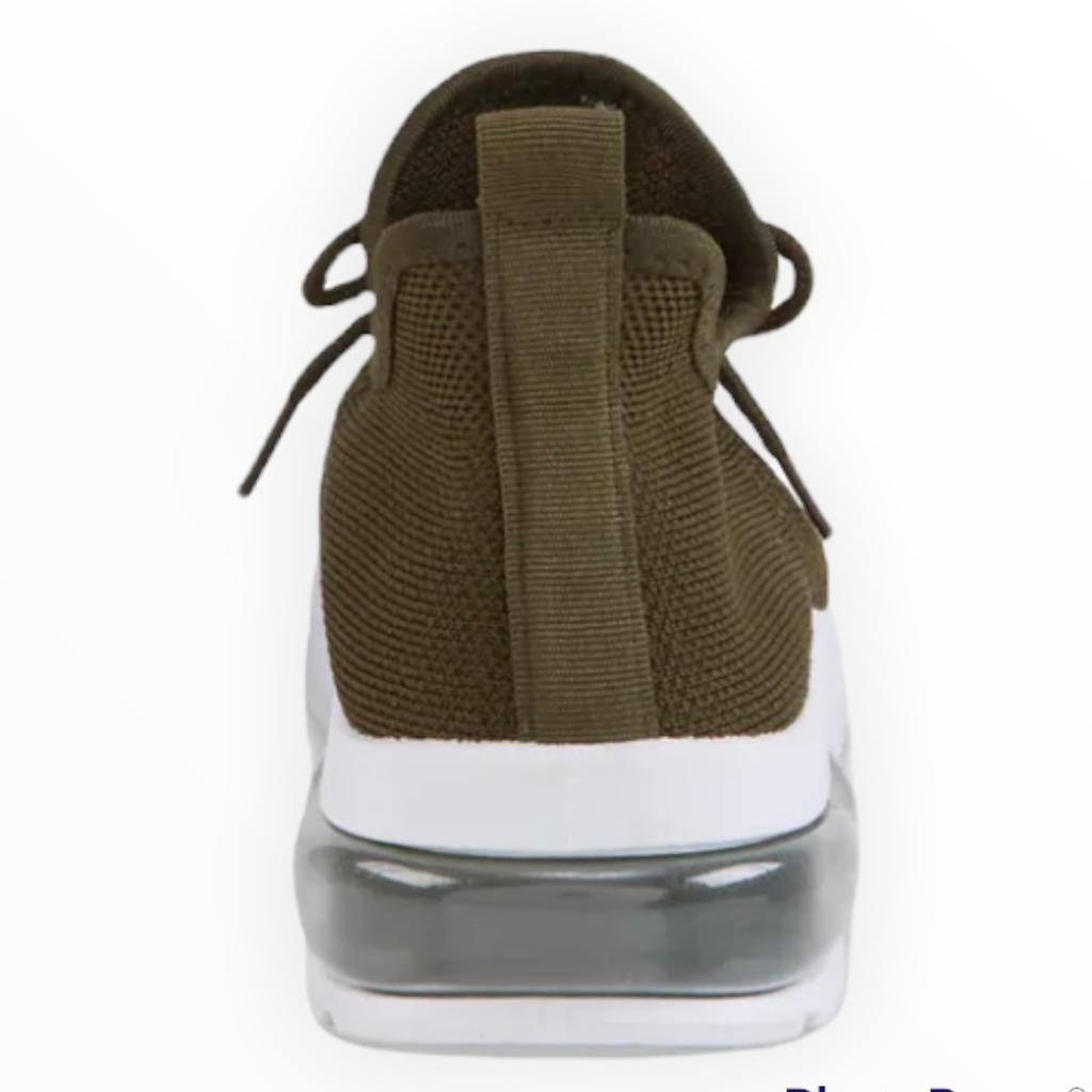 Bubble Sole Knitted Lace Up Round Toe Women's Sneakers