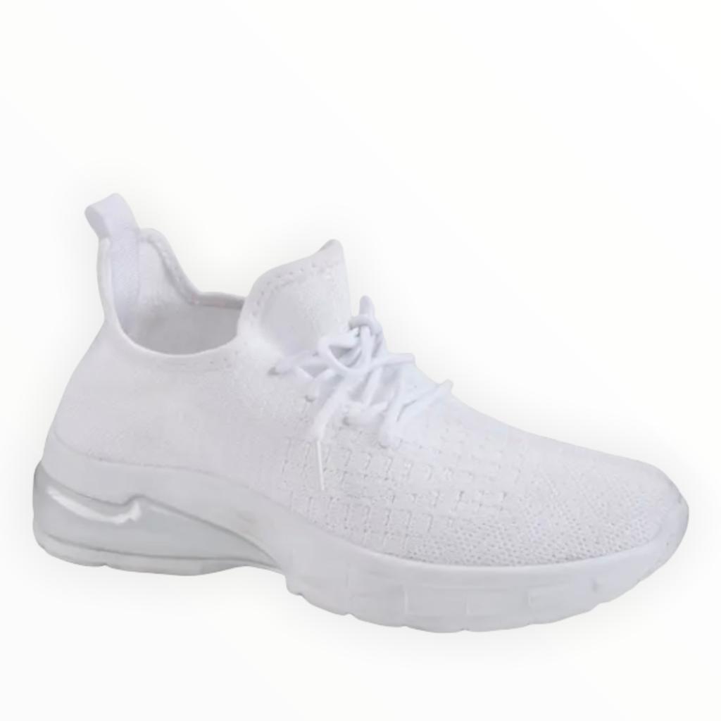 Bubble Sole Knitted Lace Up Round Toe Women's Sneakers