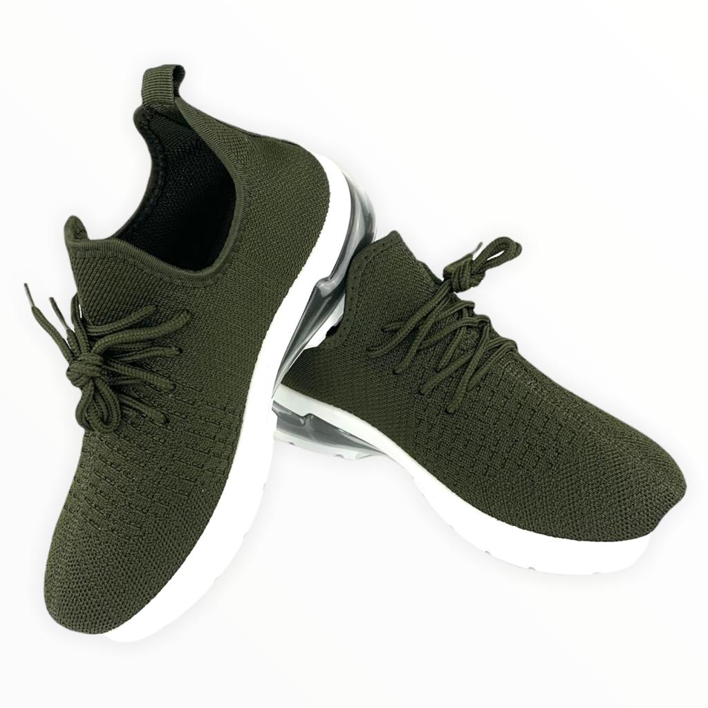 Bubble Sole Knitted Lace Up Round Toe Women's Sneakers