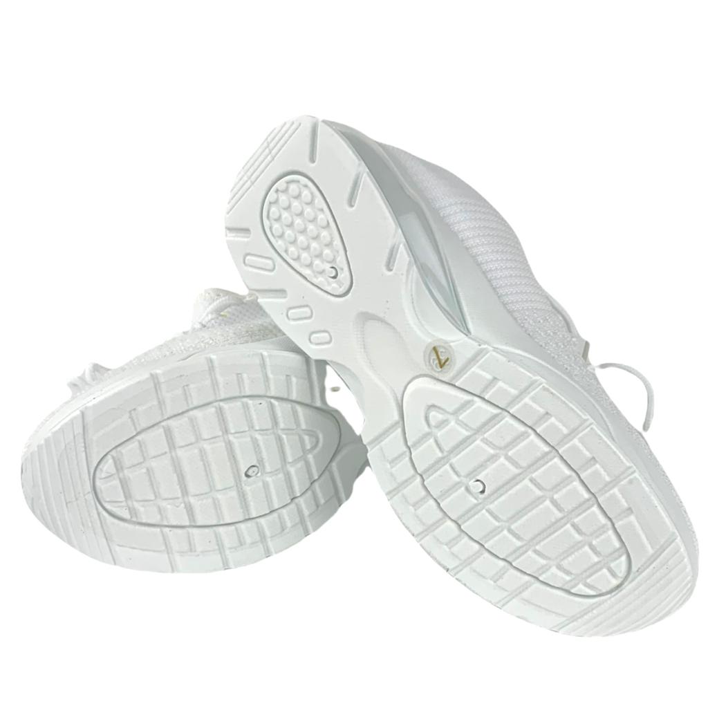Bubble Sole Knitted Lace Up Round Toe Women's Sneakers