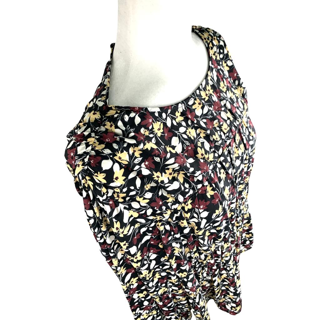 Long Sleeve Flower Print Multicolor Top Women's Blouse
