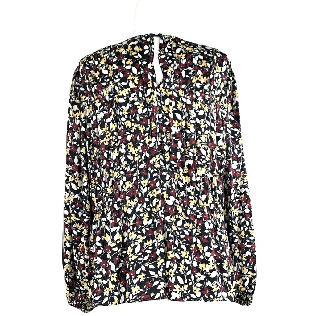 Long Sleeve Flower Print Multicolor Top Women's Blouse