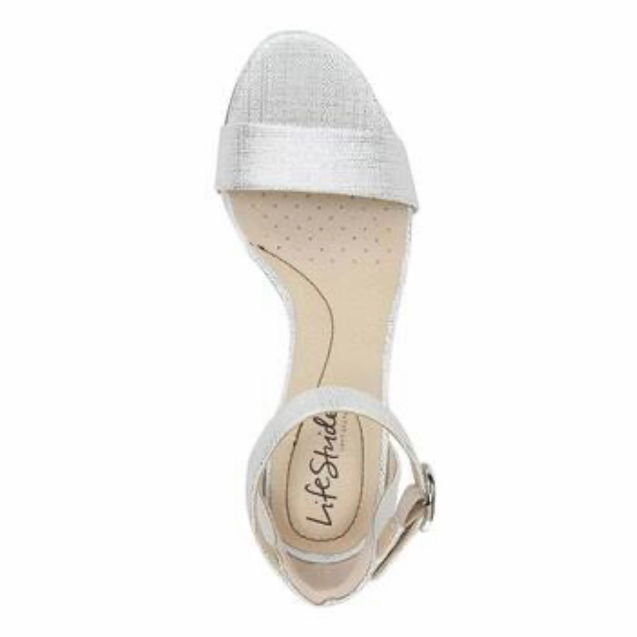 AVERLY Glitz Silver Block Heels Women's Sandals