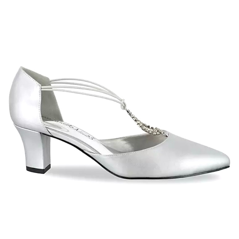 MOONLIGHT Rhinestone Satin Heel Pointed Toe Pumps