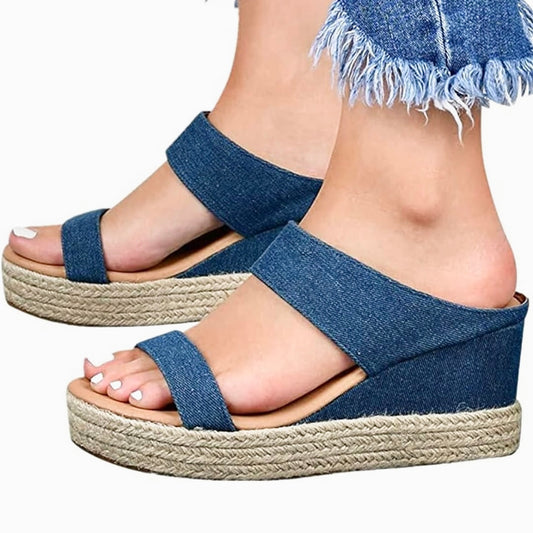 ALISSA Espadrille Wedge Slide Denim Sandals Women's Shoes