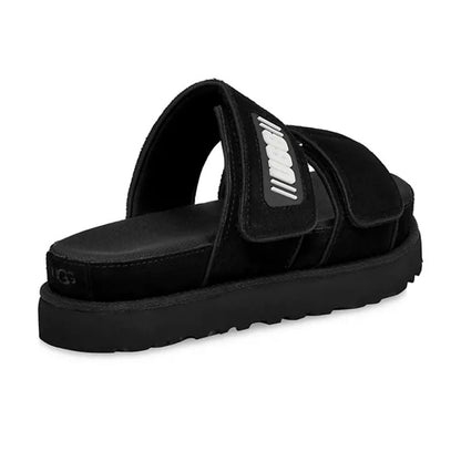 GREER Suede Platform Slides Black Women's Shoes