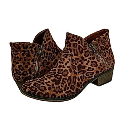 ABBY Double Zip Booties Leopard Print Women's Shoes