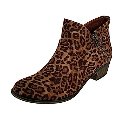 ABBY Double Zip Booties Leopard Print Women's Shoes