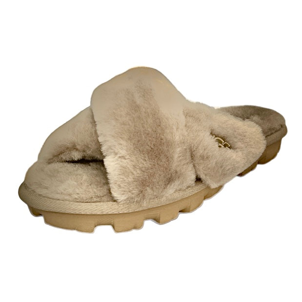 FUZZETTE Fuzzy Slippers Goal Sheepskin Gray Women's Shoes
