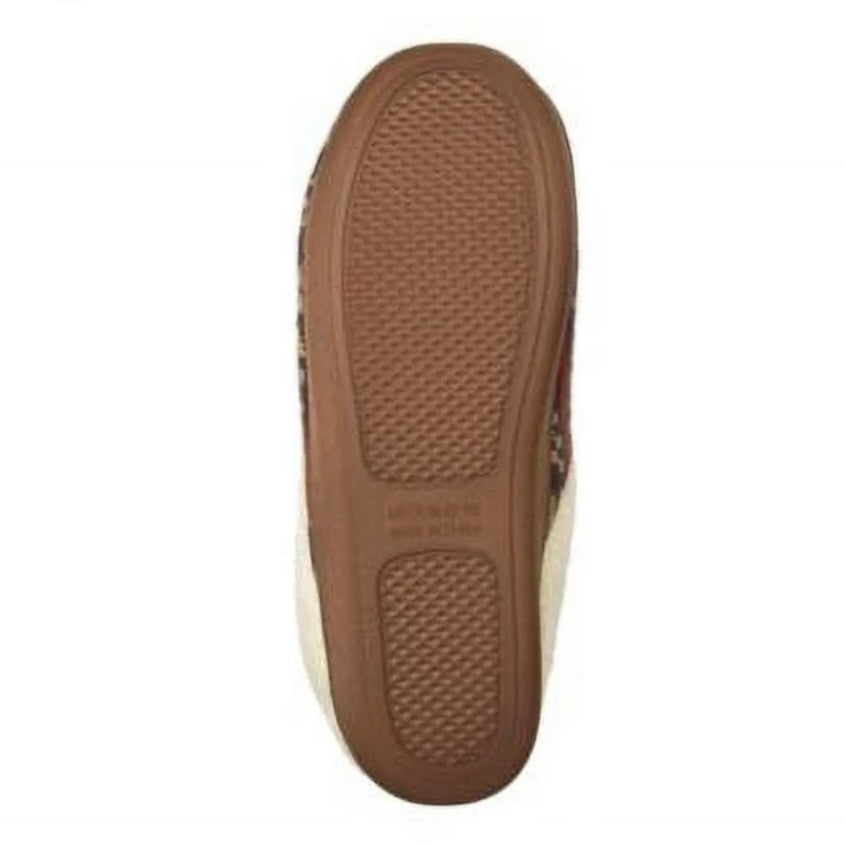 LODGE Men's Dark Brown/Tan Knit Slippers Shoes
