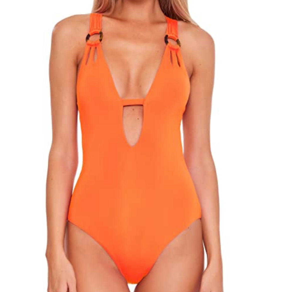 Orange Skylar Plunge Neckline One-Piece Swimsuit Women's Swimwear
