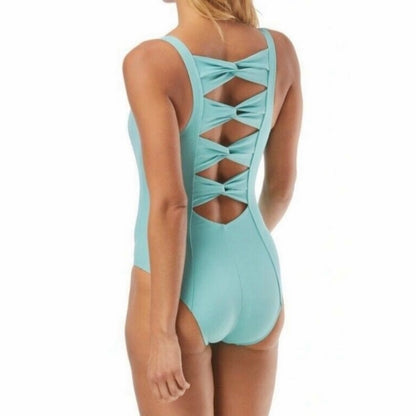 Square Neck Pistachio Twist-Back One-Piece Size 6 Swimsuit Women's Swimwear