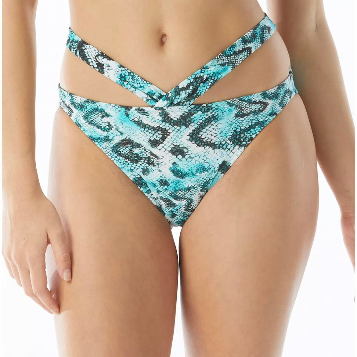 Riley Green Snake Print Stappy Bikini Bottoms Size L Women's Swimwear