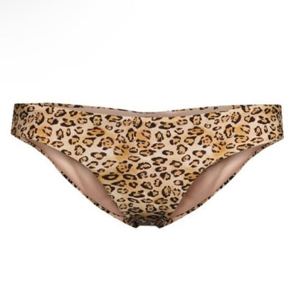 Basic Ruched Full Leopard Print Bikini Bottom Size M Women's Swimwear