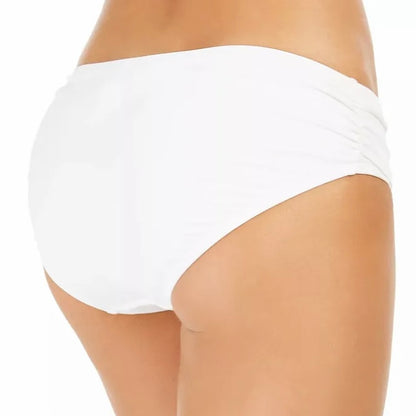 Shirred Side White/Black Bikini Bottoms Women's Swimwear