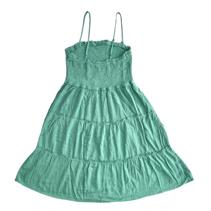 Junior's Smocked Tiered Dress Jade Green