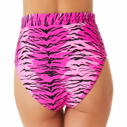 Pink Topaz Tiger Banded High-Waist Bikini Bottoms Size S Women's Swimwear