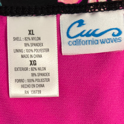 Black Wildflower Print Side Tie Hipster Bikini Bottom XL Juniors Women's Swimwear