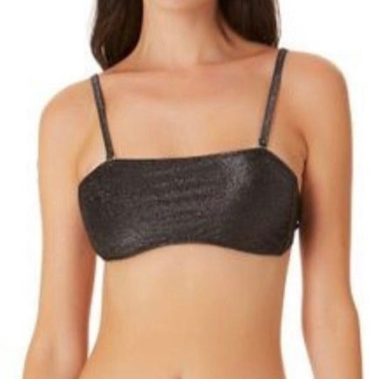 Metallic Shine Bandeau Neckline Bikini Top Women's Swimwear