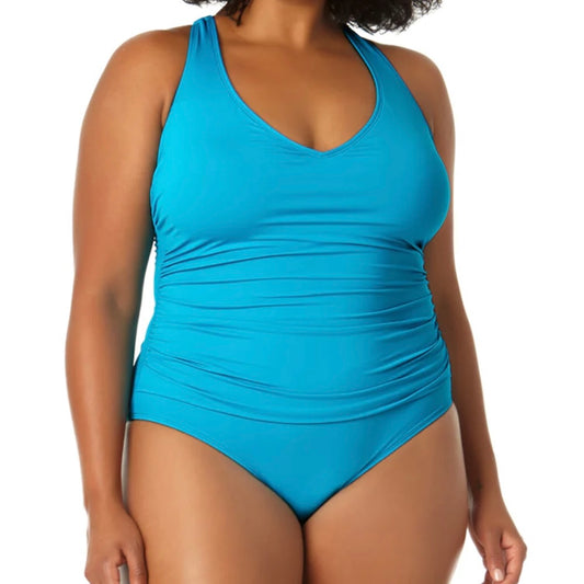 Women's V-Neck Cross Back One-Piece Swimsuit