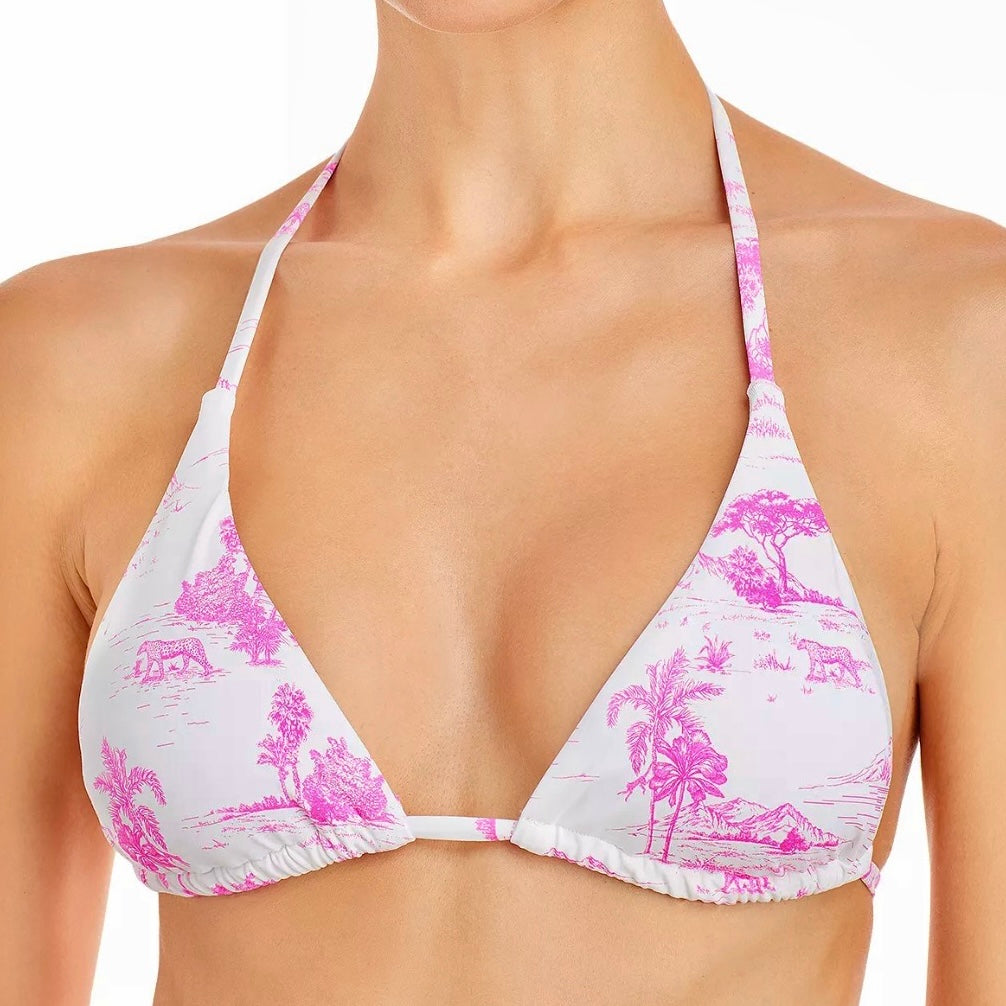 Tropical Print Triangle Bikini Top Size XS Women's Swimwear