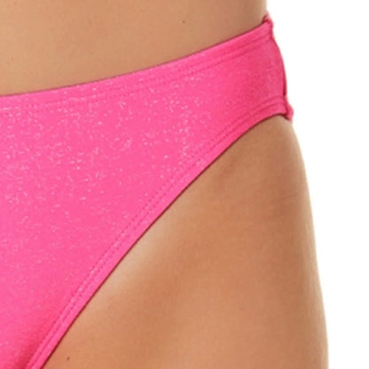 Metallic Shine Pink Bandeau Top Hipster Bottom M Bikini Set Women's Swimwear
