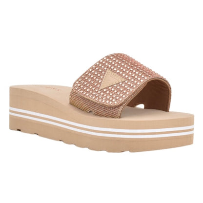 ABET Women's Open Toe Rhinestone Platform Slide Sandals