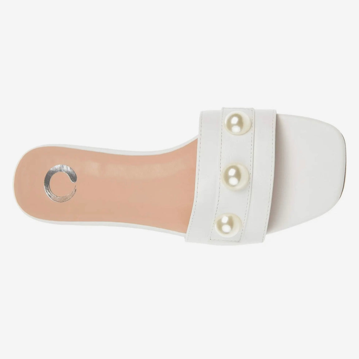 LEONIE White Slide Square Open Toe Size 6 Women's Flats Sandals