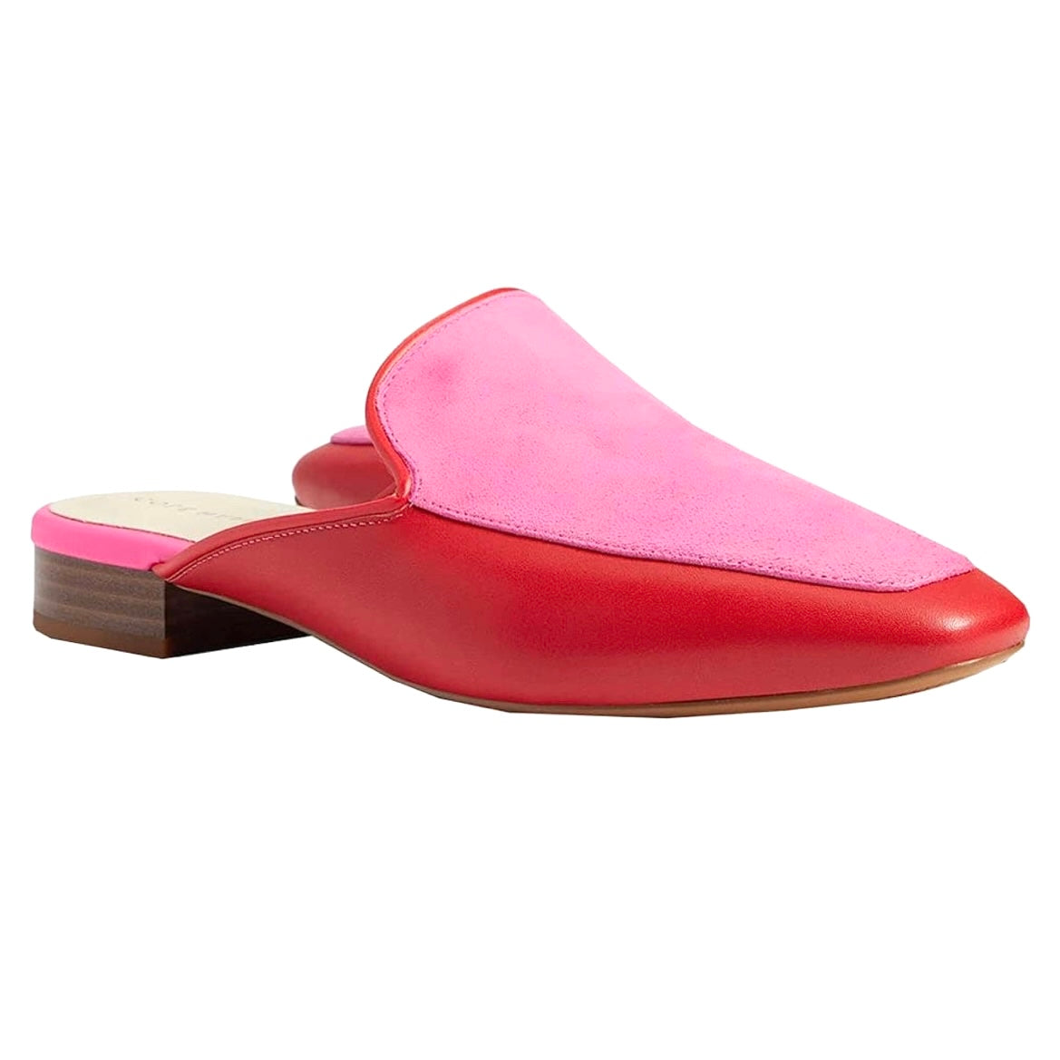PERLEY MULE Classic Red/Fuchsia Square Toe Slip On Women's Flats