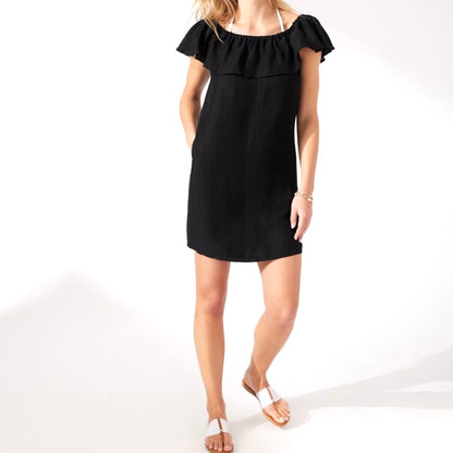 Ruffled Off-The-Shoulder Mini Dress Women's Cover Up