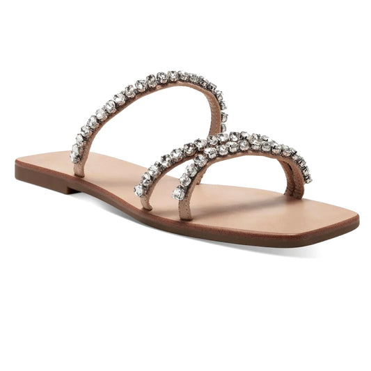 POMMONA Embellished Square Toe Flats Sandals