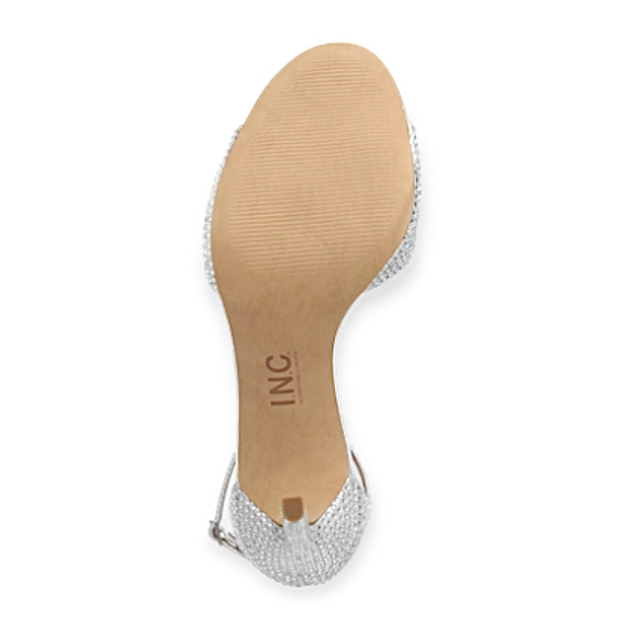 FIRAHF T-Strap Silver Bling Stiletto Heels Size 9 Women's Sandals