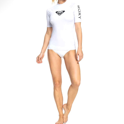 Whole Hearted Short Sleeve Swim White Rash Guard Women's Cover Up
