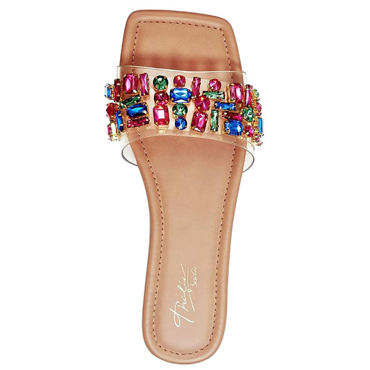 JILLENE Slide Square Toe Flats Sandals