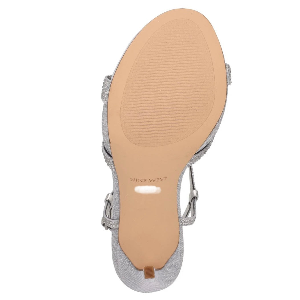 ULLIY Stiletto Heels Platform Open Toe Silver Rhinestones Women's Dress Sandals