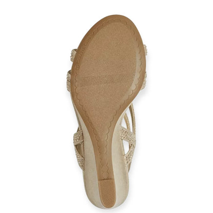 KELSAH Light Gold Wedge Heels Size 5 Women's Sandals