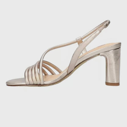 ZARIAH Champagne Block Heeled Strappy Size 6.5 Wide Women's Sandals