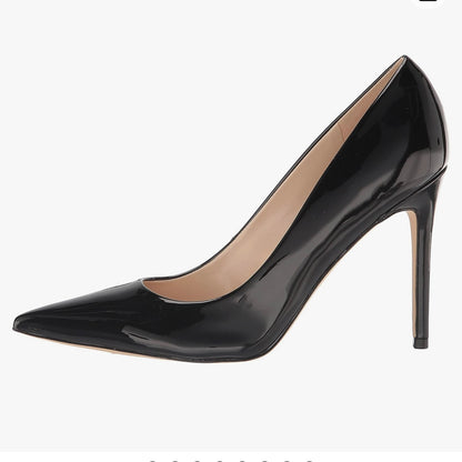 FRESH3 Stiletto Heels Pointy Toe Black Patent Size 6M Women's Pumps