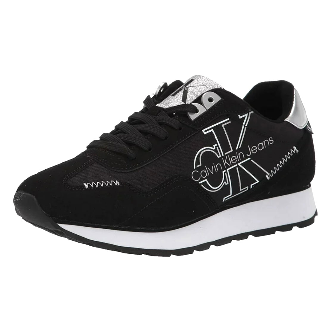 EDEN Black/Silver Lace-Up Round Toe Men's Sneakers
