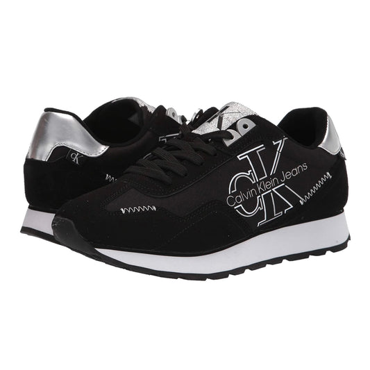 EDEN Black/Silver Lace-Up Round Toe Men's Sneakers