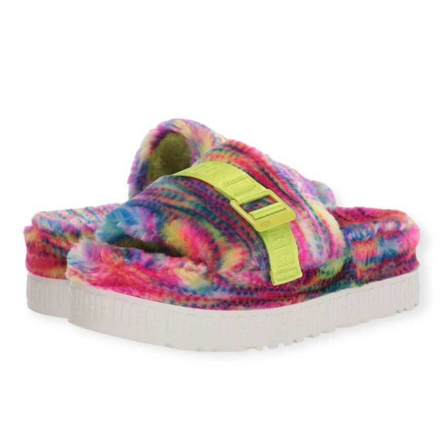 FLUFFITA Pixelate Multicolor Slip On Size 9 Women's Slide Platform Sandals