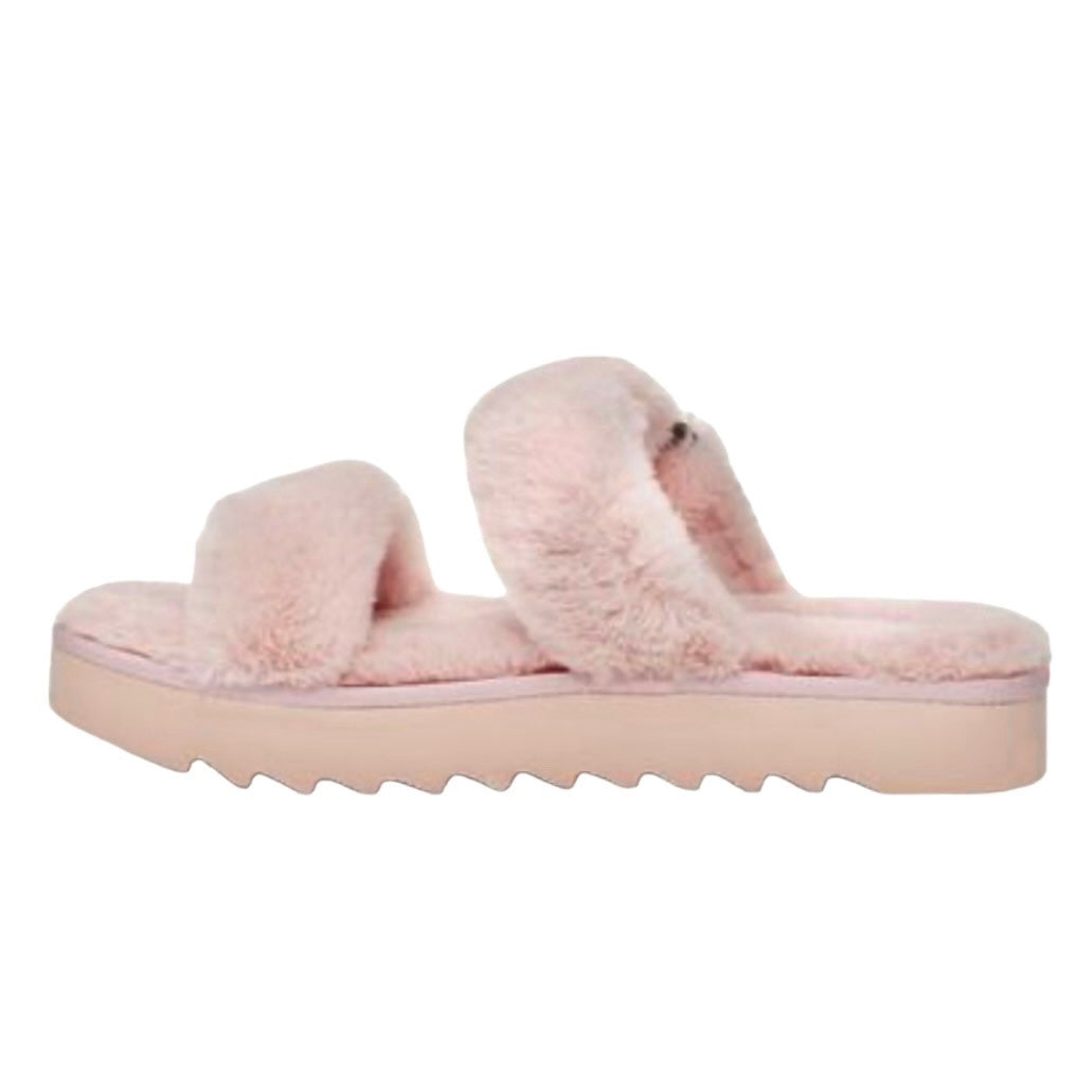 FURR-AH Slipper Pale Blush Faux-Fur Size 5 Women's Sandals