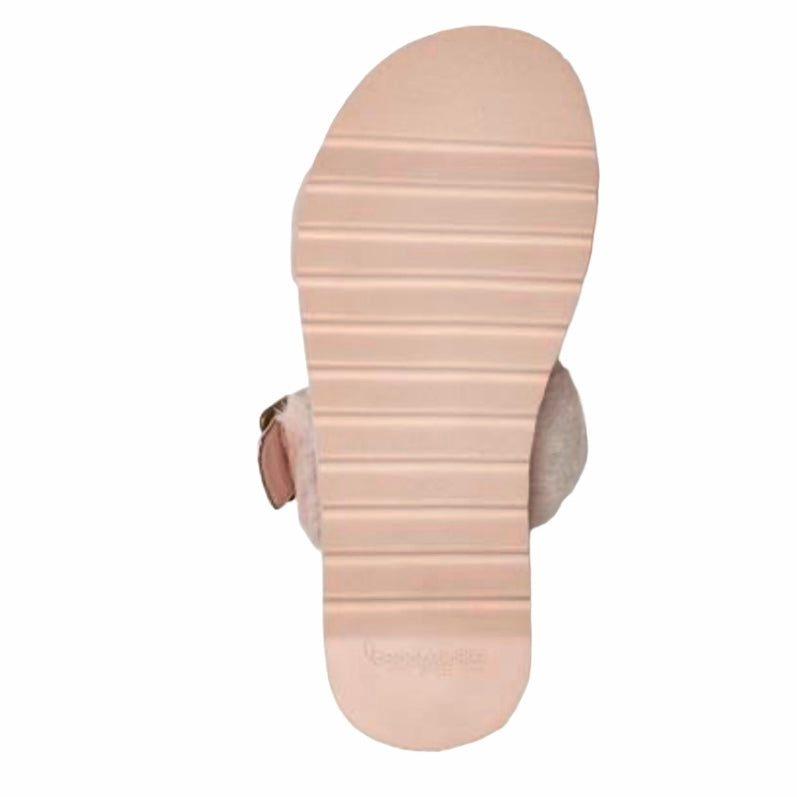 FURR-AH Slipper Pale Blush Faux-Fur Size 5 Women's Sandals